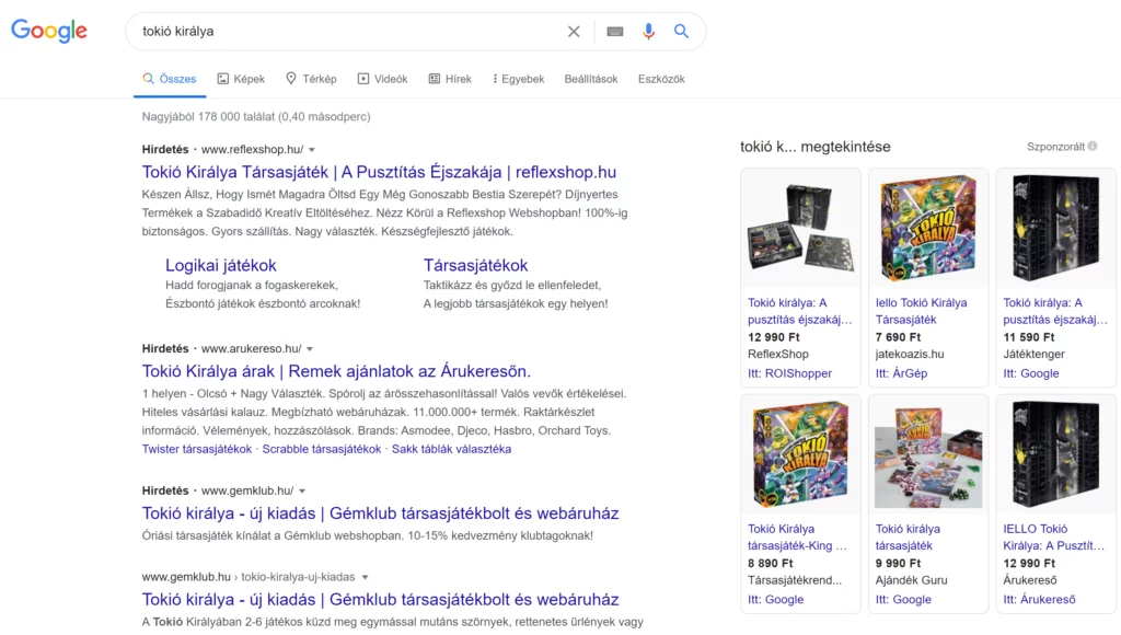 Tokió királya SERP